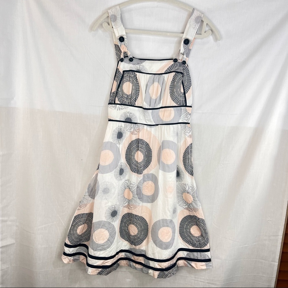 Anthropologie Gentle Fawn Geometric Print Midi Sz S Milkmaid Dress Sundress EUC